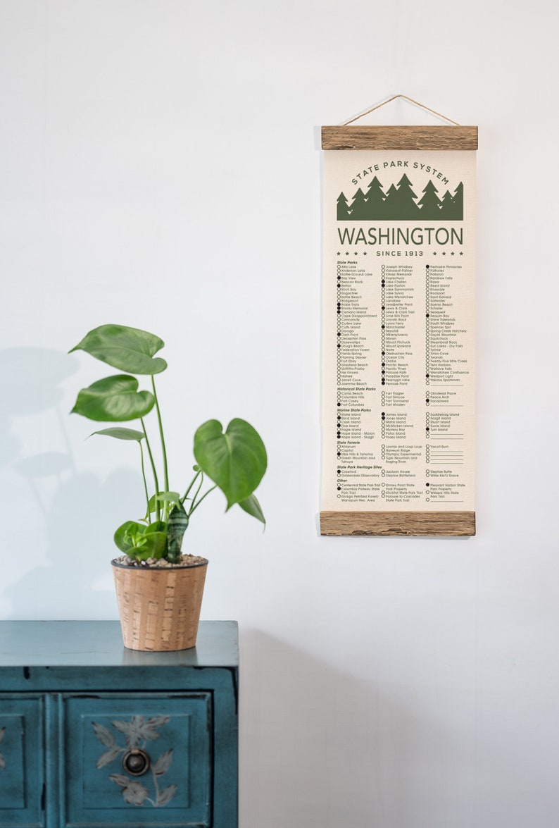 WA State Park Checklists WITH Pen // Washington State // Canvas Hanging Sign // Handmade Adventure Gift // Experience Explore Washington image 5