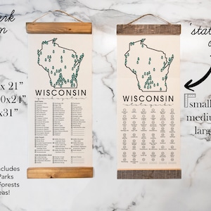 WI State Park Adventure Checklist WITH Pen // Wisconsin State Park // Travel Wisconsin Gift // WI Checklist Map // Hiker Gift Medium
