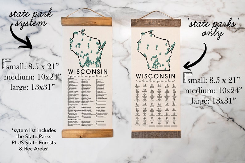 WI State Park Adventure Checklist WITH Pen // Wisconsin State Park // Travel Wisconsin Gift // WI Checklist Map // Hiker Gift Medium