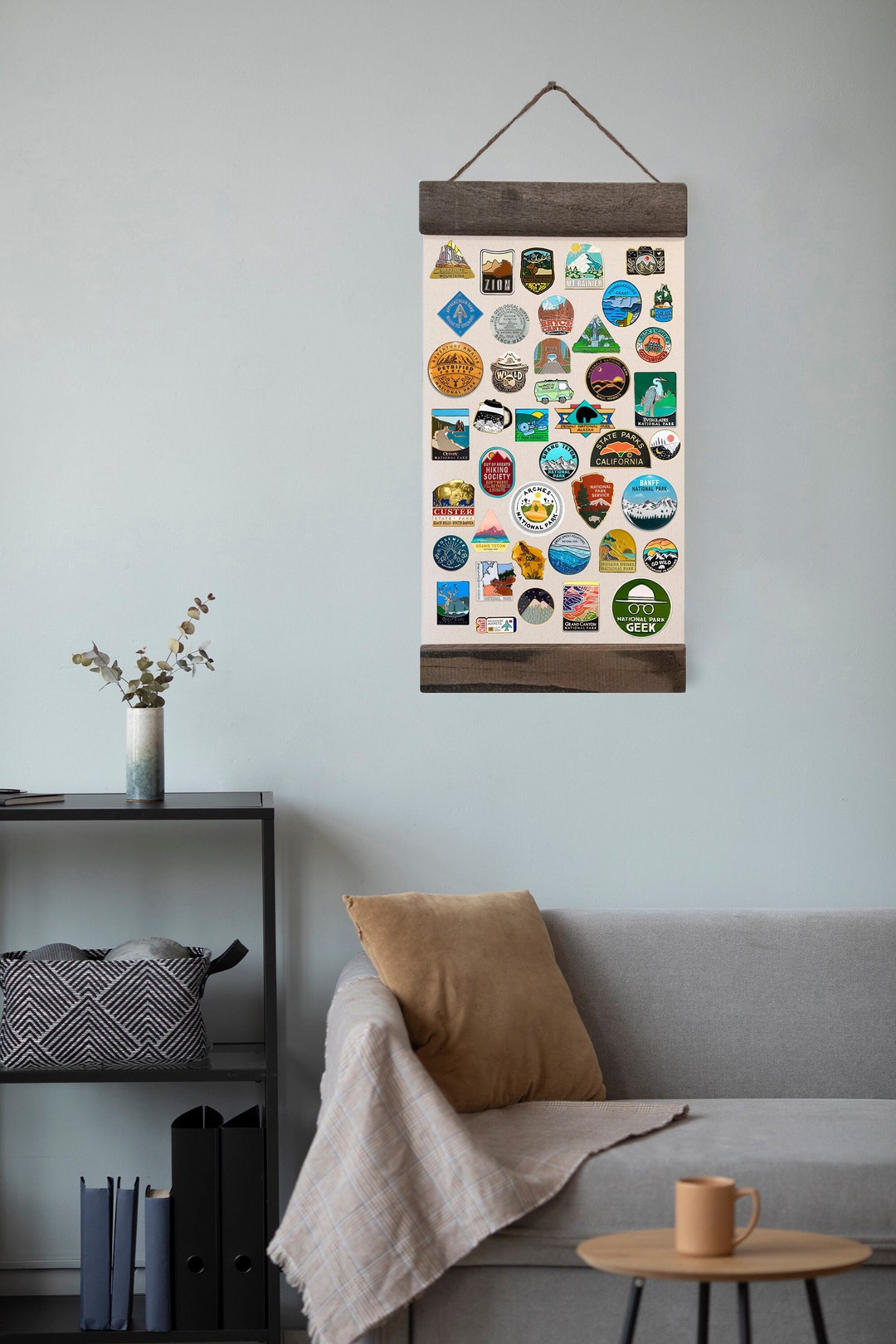 BLANK Canvas Hanging Sign Pin Display Patch Display BLANK Canvas Hanging Sign Pin Display Patch Display