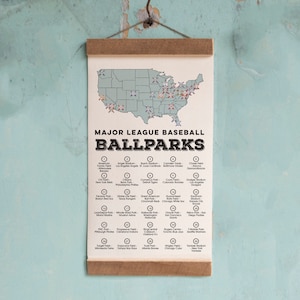 Liste de contrôle MLB avec stylo, liste de seaux de baseball des États-Unis, aventure de voyage, liste de contrôle, liste de seaux de baseball de la ligue majeure, carte