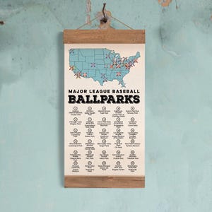 MLB Checklist with Pen, US Baseball Bucketlist, Travel Adventure, Check List, Major League Baseball Bucket List, Map