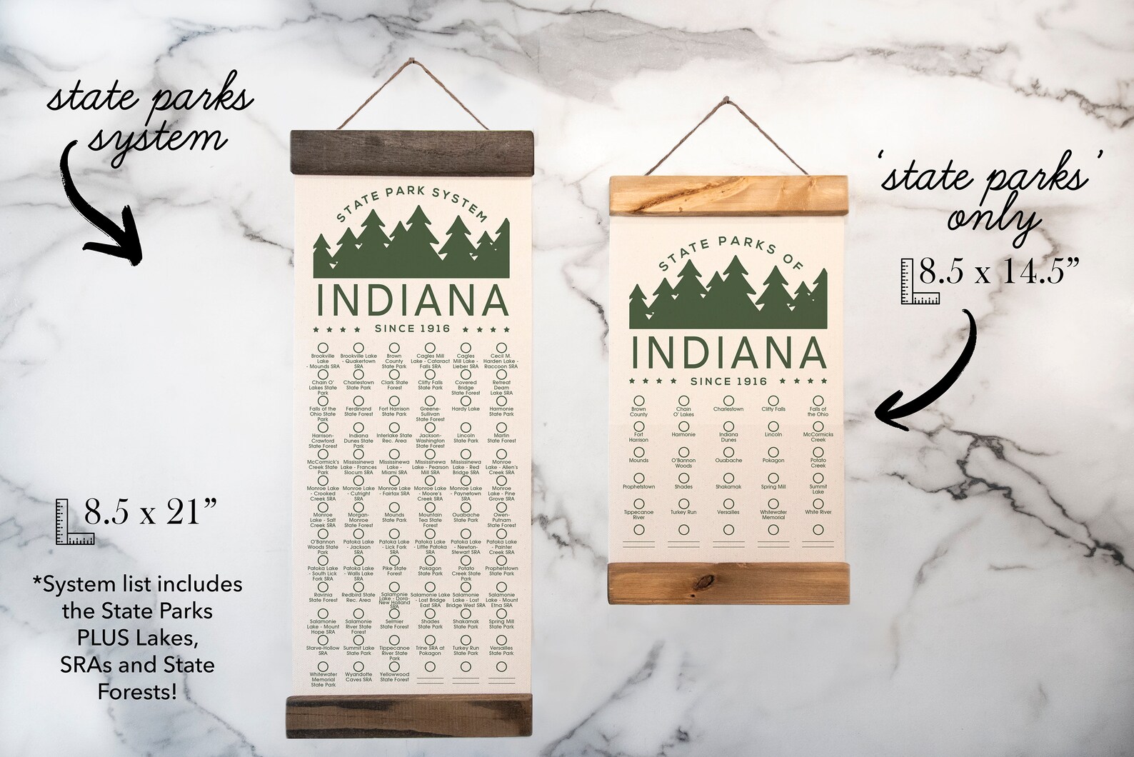 IN State Park Adventure Checklist WITH Pen // Indiana State | Etsy