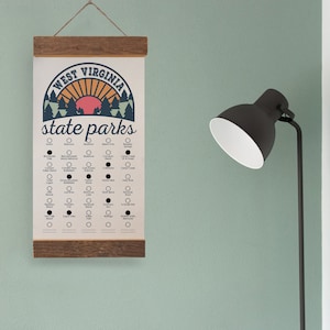WV State Park Checklists WITH Pen // West Virginia State // Canvas Hanging Sign // Handmade Adventure Gift // Experience Explore Virginia