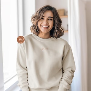 Fiat Catholic Sweatshirt Woman Christian Sweater Gift For Her Blessed Mother Virgin Mary Minimal Religious God Apparel Female Faith Pullover