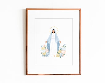 PRINTABLE Blessed Virgin Mary Art Print - Catholic art, Catholic print, Catholic wall art, religious art