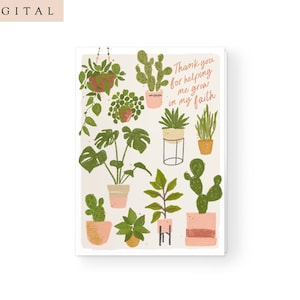 Carte de voeux chrétienne IMPRIMABLE Carte religieuse Carte catholique foi numérique Juste parce que cadeau Merci maman Gratitude carte plantes