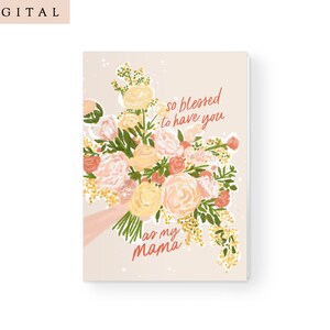 Muttertag Grußkarte - DRUCKBARE Blumen Blumenstrauß Christlich, Katholisch, Religiös Hand illustriert