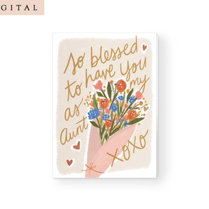 Carte de tante chrétienne imprimable carte de remerciement religieuse carte catholique anniversaire foi numérique inspiré cadeau pour son bouquet floral de fleurs