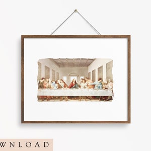 11x14 Last Supper Digital Watercolor Christian Catholic Artwork, print, wall art, religious art 36x24