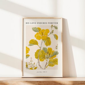 Vintage Floral Christian Bible Verse Poster Wildflower Wallart Catholic Botanical Art Print Home Decor Flower Faith Religious Gift for her