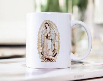 Our Lady of Guadalupe - watercolor catholic coffee mug, religious, gift