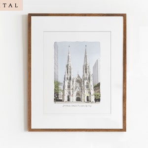 St. Patrick's Cathedral Watercolor Architectural Catholic Artwork, print, wall art, religious art