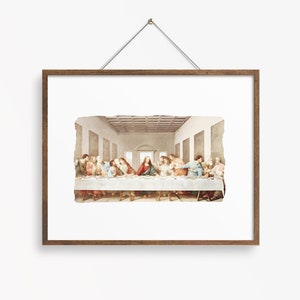 9x11 Last Supper Watercolor Christian Catholic Artwork, print, wall art, religious art 14x11, 36x24