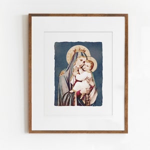 Abstract Virgin Mary Watercolor Christian Catholic Artwork, print, wall art, religious art