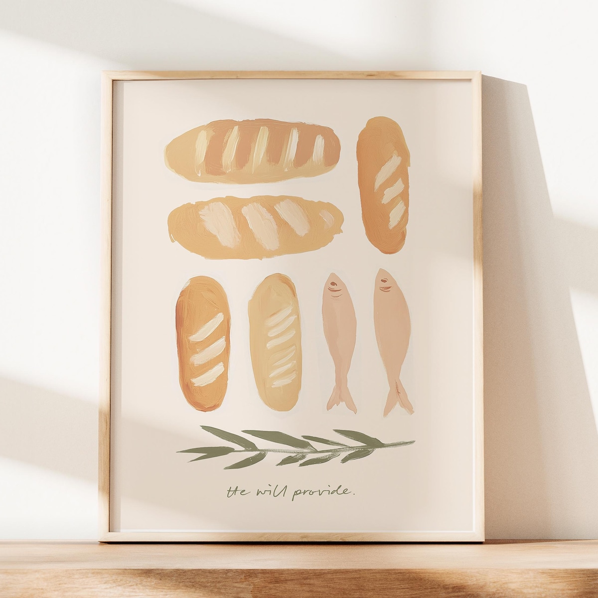 Neutral Artful Loaves and Fish Art With Phrase Painterly Jesus Bread Christian Miracle Scripture Kitchen Artwork Modern Print Homely Decor - Etsy