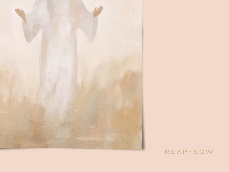 Abstract Natural Jesus Oil Painting Modern Christian Wallart Catholic Art Print Subtle Home Decor Faith Inspired Vintage Religious Artwork image 2