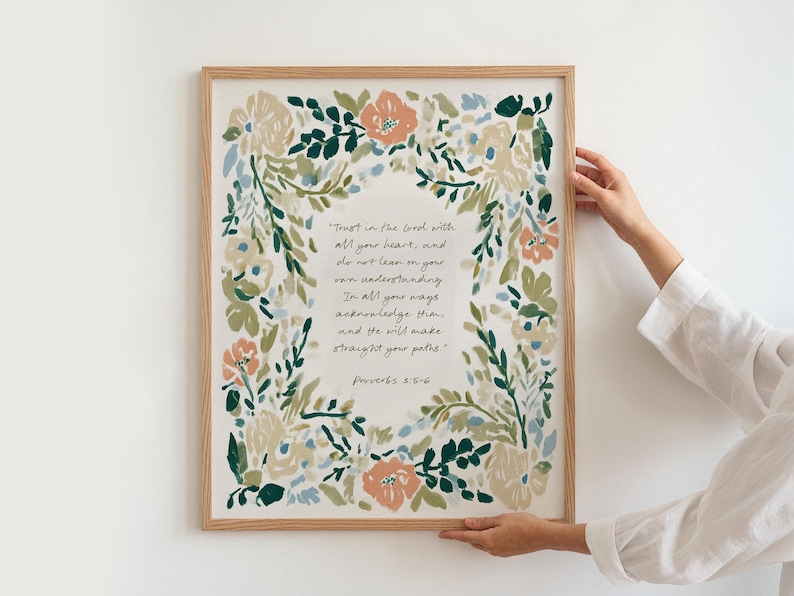 Personalized Floral Bible Verse Artful Painting Flower Artwork Subtle ...