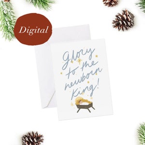 Christmas Greeting Card - Christian Christmas Card Template, Digital Christmas Card, Digital Christmas Art print
