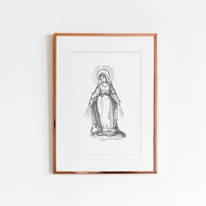 8x11 Vintage Virgin Mary Artwork, Catholic art, Catholic print, Catholic wall art, religious art