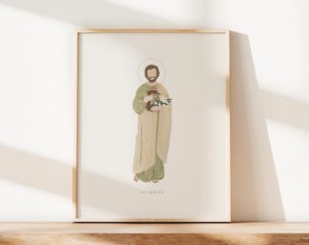 Saint Joseph Art Print Oil Painting - St. Joseph illustration Catholic art print, Catholic wallart, abstract neutral colors religious