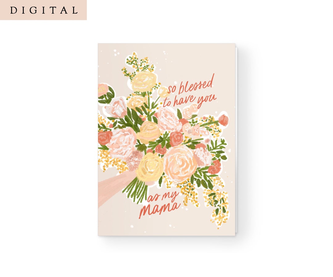 Mothers Day Greeting Card - PRINTABLE Floral Flower Bouquet Christian ...