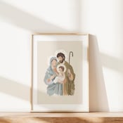 Holy Family Catholic Gift for Her Virgin Mary, Jesus and Joseph Modern Religious Oil Painting Faith Home Decor Saint Art Print