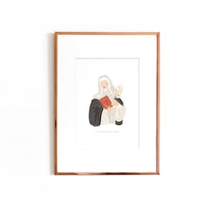 Saint Catherine of Siena Illustration Art Print, Catholic art, Catholic print, Catholic wall art, religious art