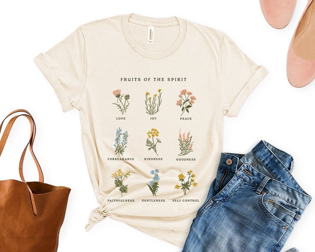 Fruits of the Spirit Floral Botanical Tshirt Christian Tee Catholic ...
