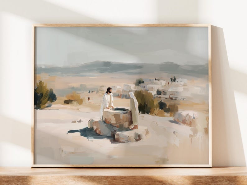 Artful Jesus Samaritan Woman at the Well Oil Painting Catholic Gift for ...