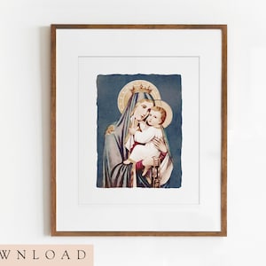 8x10 Abstract Virgin Mary Digital Watercolor Christian Catholic Artwork, print, wall art, religious art