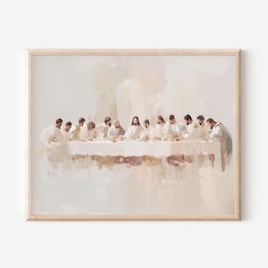 Artful Jesus Printable Last Supper Oil Painting Modern Christian Art Print Religious Decor Artwork Catholic Posters Gift for her minimalist