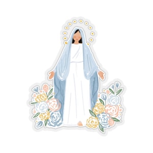 Virgin Mary Open Arms with Flowers Stickers
