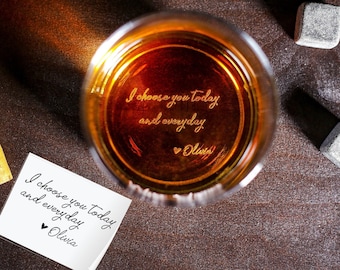 Vaso de whisky con mensaje personalizado, regalo de aniversario para papá, regalo de novio, regalos escritos a mano, regalo para amantes del whisky, regalo para hombres personalizado