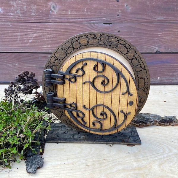 The hobbit door, Shire Fairy door, Fairy door wood that opens, Hobbit hole fantasy garden decor, Lord of the Rings decor imaginary kids door