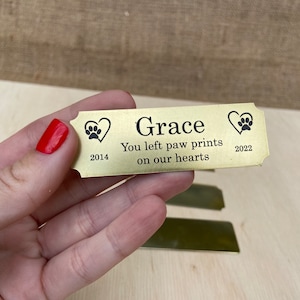 1x3 brass name plate engraved, Pet memorial name plate, brass name plaque, Notched corner with holes screws, halter plate, Trophy Award name