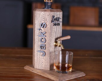 Whiskey dispenser, Home bar, Custom wood alcohol dispenser, Personalized Bar gifts for men, Fathers day gifts, Groomsmen gift