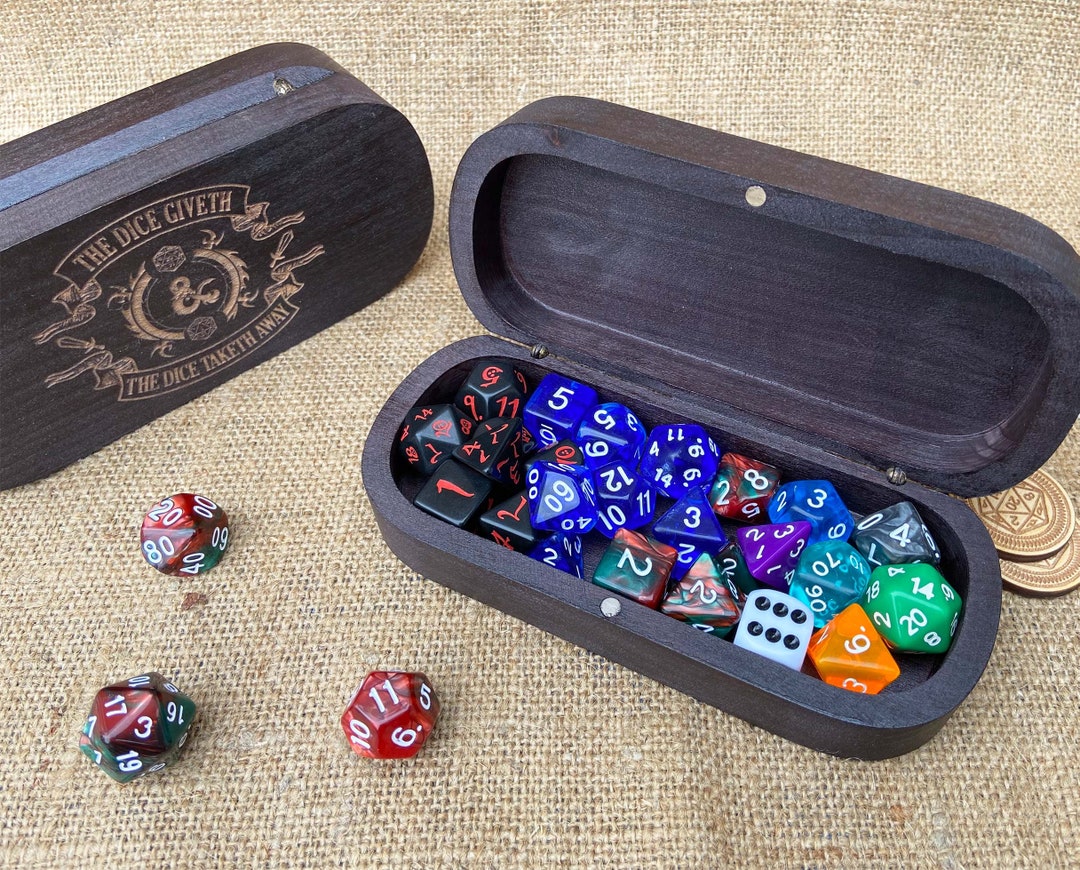 Dnd Dice Box and Tray Wood, Dice Vault, Dice Storage, Game Dice Box