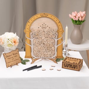 Alternativa unica al libro degli ospiti in legno per matrimoni: cartello rustico personalizzato con cuori per i desideri, i ricordi e il design personalizzato degli ospiti