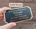 Solid BRASS name plate: Gold engraved memorial plaque for urn, Custom brass plate, Brass plaque - Small metal name plaque, Name Tag Art Sign product logo