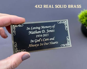 Gold Name Plate Engraved brass, Custom name plate, Memorial Plaque, Art Tags, Trophy Label, Personalized Awards Tag, Adhesive Backing
