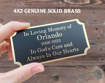 Brass name plate engraved brushed, Pet memorial plate, plaque, Custom Personalized brass plaque, Brass Sign Trophy Award