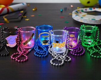 36 LED Graduation Necklace Shot Glass, Grad Party Favor, Novelty Gift, College Party Supplies