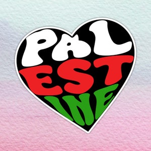 Palestine Support Free Palestine Heart Waterproof Sticker Set Vinyl Decals for Tumblers, Bottles, Cars, Laptop, Vinyl Decals