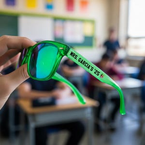 Personalized Back to School Kids Sunglasses, Color Shift Lens Transparent Assorted Shades for Classes, Students, Back to School Gift