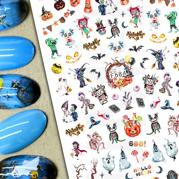 Nail Art Stickers DIY Halloween Costume Characters Stickers Ghost Nail Decal Small Stickers Journal Stickers F-684