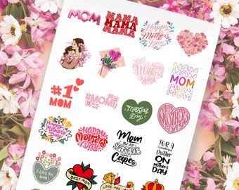 Mother's Day Waterproof UV Sticker Set, Craft Decals