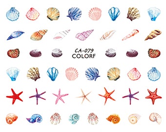 Nail Art Stickers DIY Beach Shells Shiny Nail Decal Small Stickers Journal Stickers CA-079