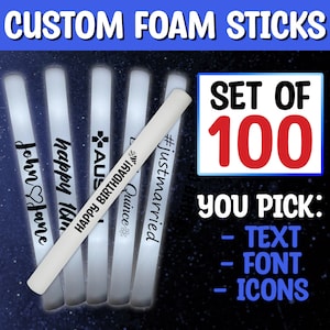 LED Party Foam White Glow Sticks 100 Pack 16 Inch Light Batons with 3 Flash Modes for Wedding Birthday Rave Festival Club