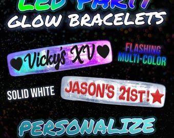 Personalized LED Party Bracelet, Glowing Birthday Favors